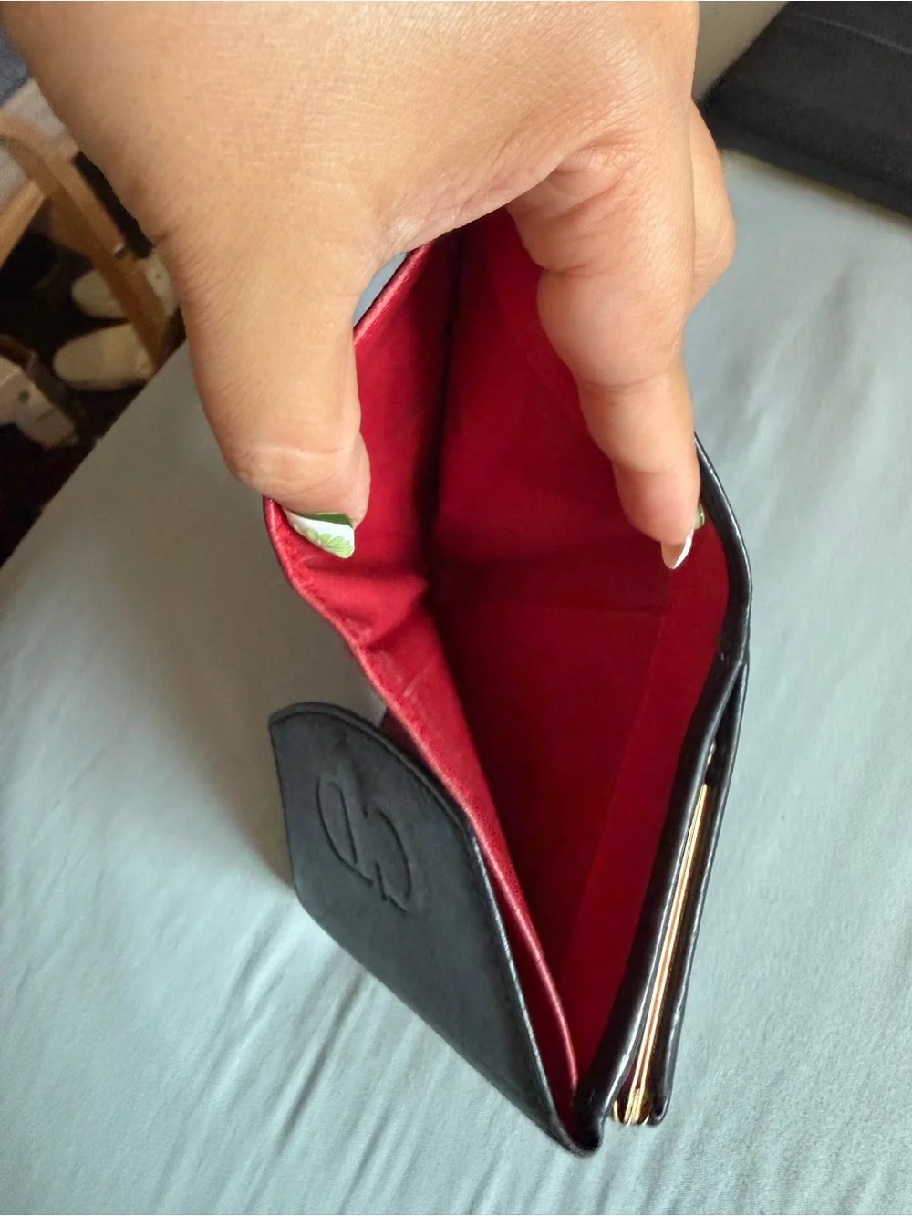 Dior Black Embossed CD Leather Wallet